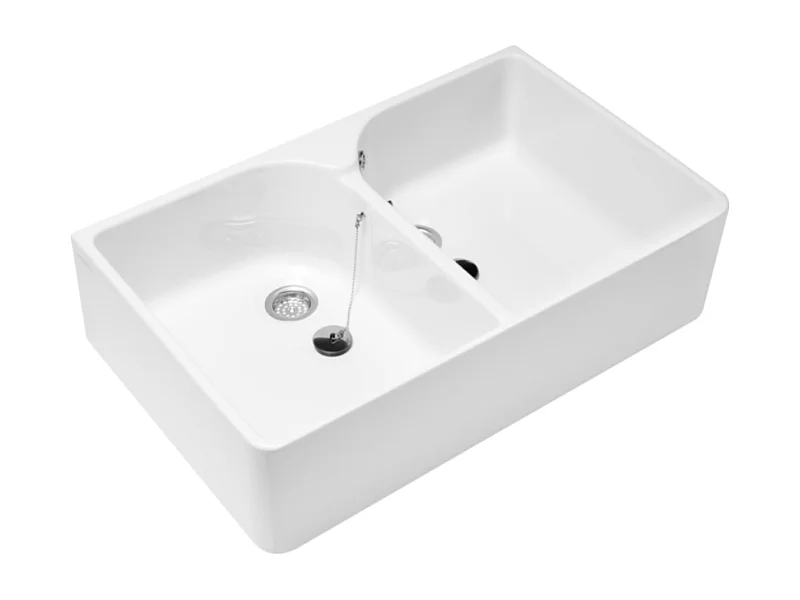 Evier 2 bacs blanc VILEROY ET BOCH O Novo 220 x 895 x 550 mm avec trop-plein