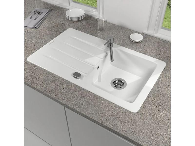 Evier 1 bac 86 x 51 cm VILLEROY ET BOCH Architectura 50 Blanc vidage automatique inclus