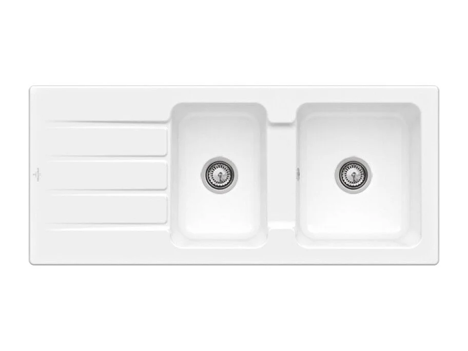 Evier 1 bac et demi Architectura VILLEROY ET BOCH  80 116 x 51 cm Blanc sans vidage