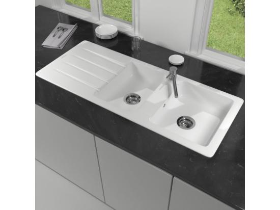 vente unique Evier 1 bac et demi Architectura VILLEROY ET BOCH 80 116 x 51 cm Blanc sans vidage