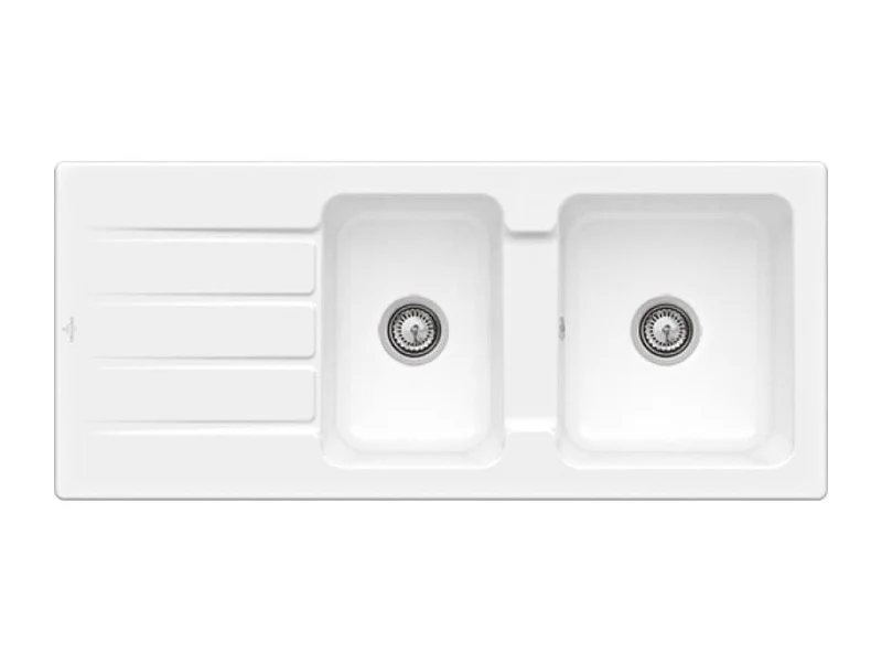 Evier 1 bac et demi Architectura VILLEROY ET BOCH  80 116 x 51 cm Blanc sans vidage