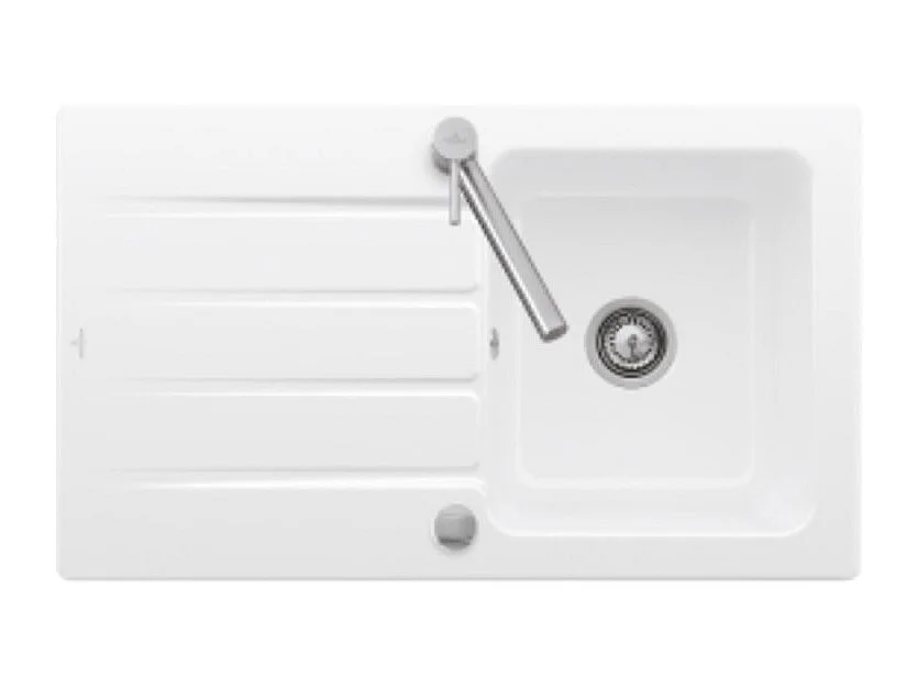 Evier 1 bac 86 x 51 cm VILLEROY ET BOCH Architectura 50 Blanc + Robinet cuisine GROHE Bauloop
