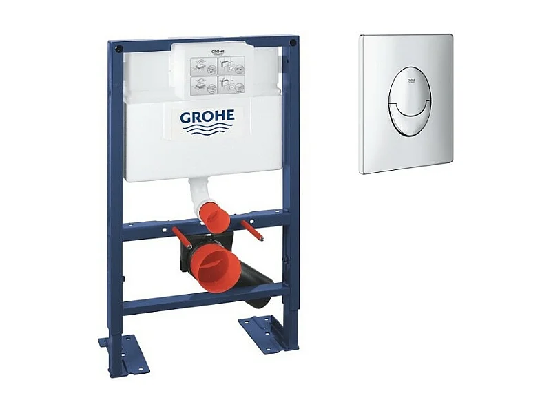 GROHE - Bâti support pour wc hauteur réduite Rapid SL, 0.82 m + plaque de commande chromée