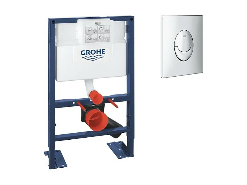 GROHE - Bâti support pour wc hauteur réduite Rapid SL, 0.82 m + plaque de commande chromée