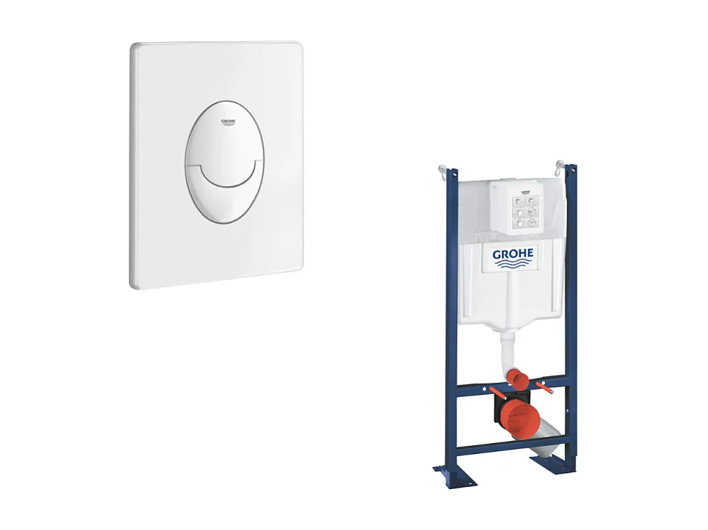 GROHE Bâti support wc Rapid SL Project + Plaque de commande Skate Air Blanc alpin