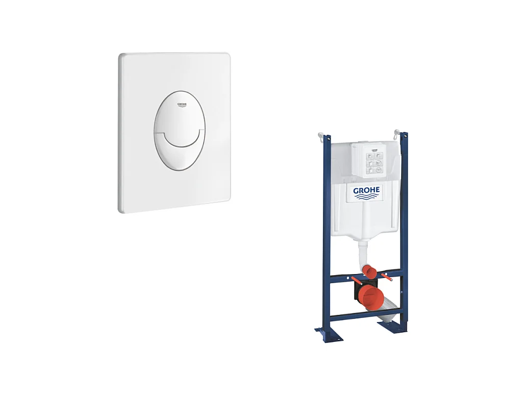 GROHE Bâti support wc Rapid SL Project + Plaque de commande Skate Air Blanc alpin