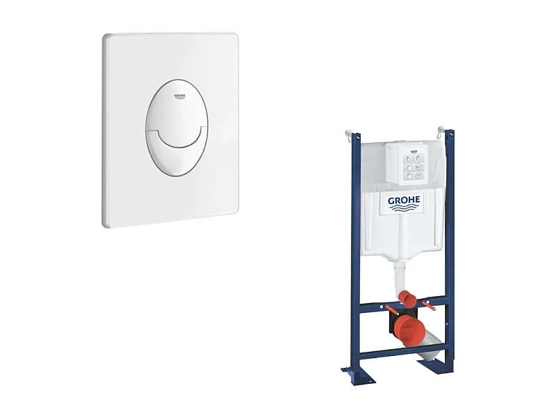 GROHE Bâti support wc Rapid SL Project + Plaque de commande Skate Air Blanc alpin
