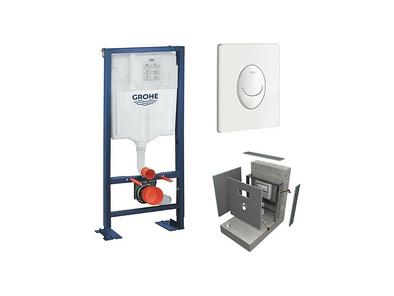 Bati support GROHE Solido plaque blanche + habillage WEDI I-Board