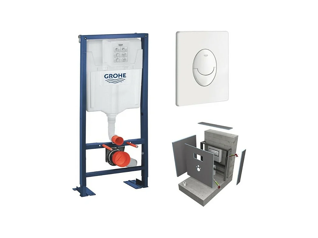 Bati support GROHE Solido plaque blanche + habillage WEDI I-Board