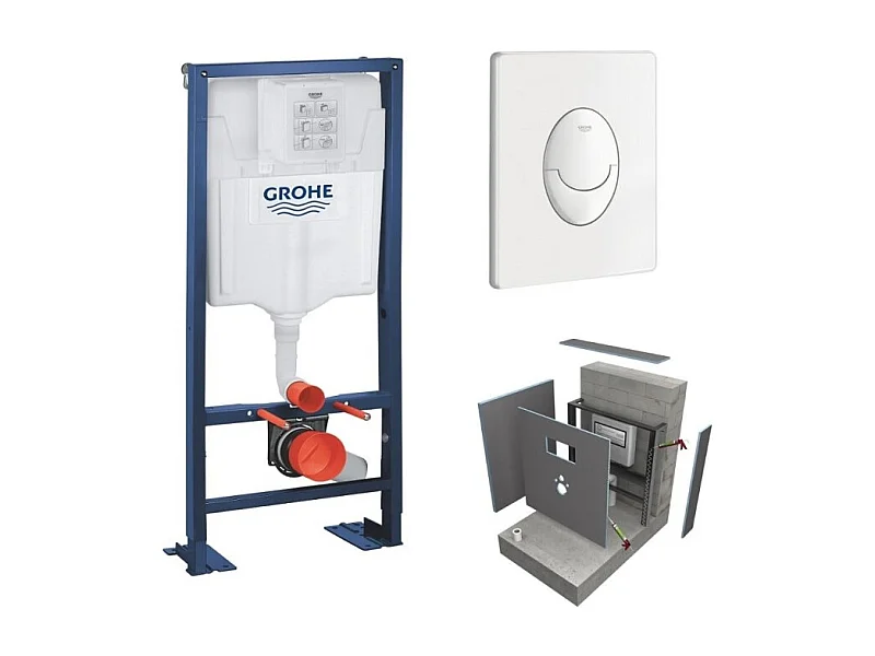 Bati support GROHE Solido plaque blanche + habillage WEDI I-Board