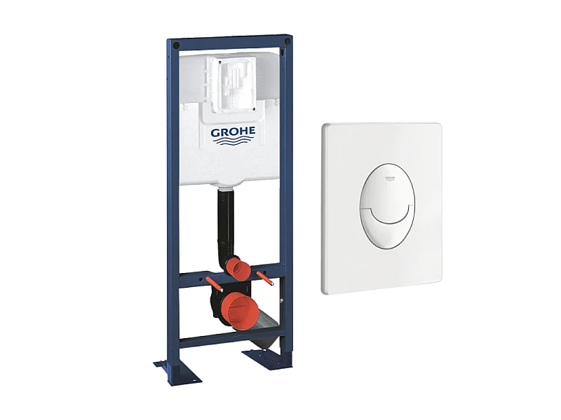Bâti-support WC autoportant GROHE Rapid SL largeur réduite avec plaque de commande Skate Air verticale blanc alpin
