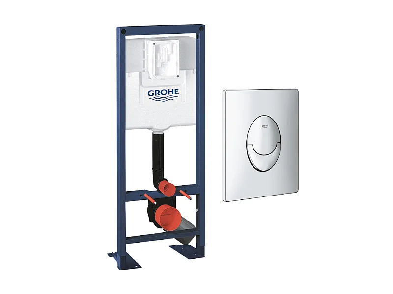 Bâti-support WC autoportant GROHE Rapid SL largeur réduite avec plaque de commande Skate Air verticale chromée