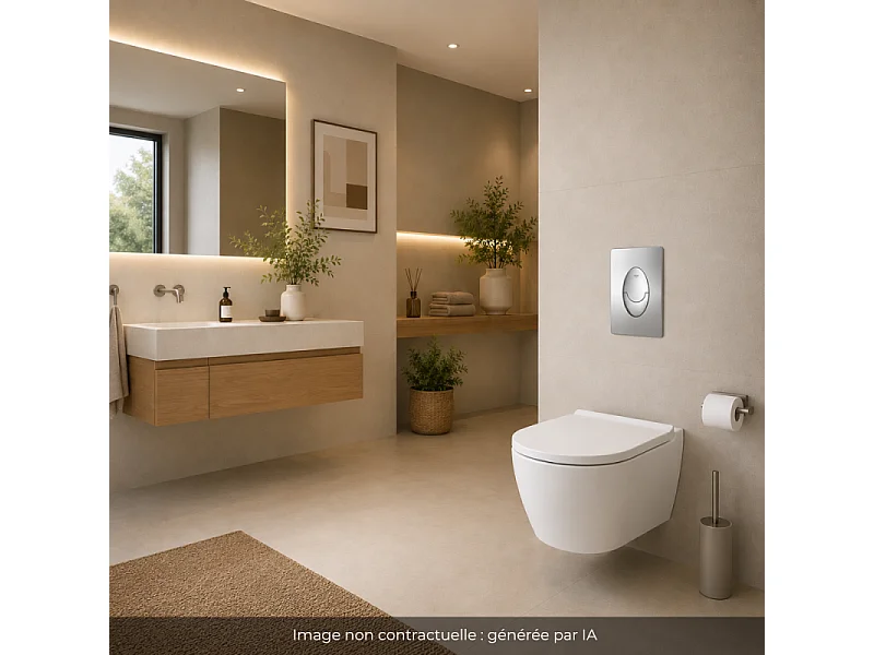 Bâti-support WC autoportant GROHE Rapid SL largeur réduite avec plaque de commande Skate Air verticale chromée