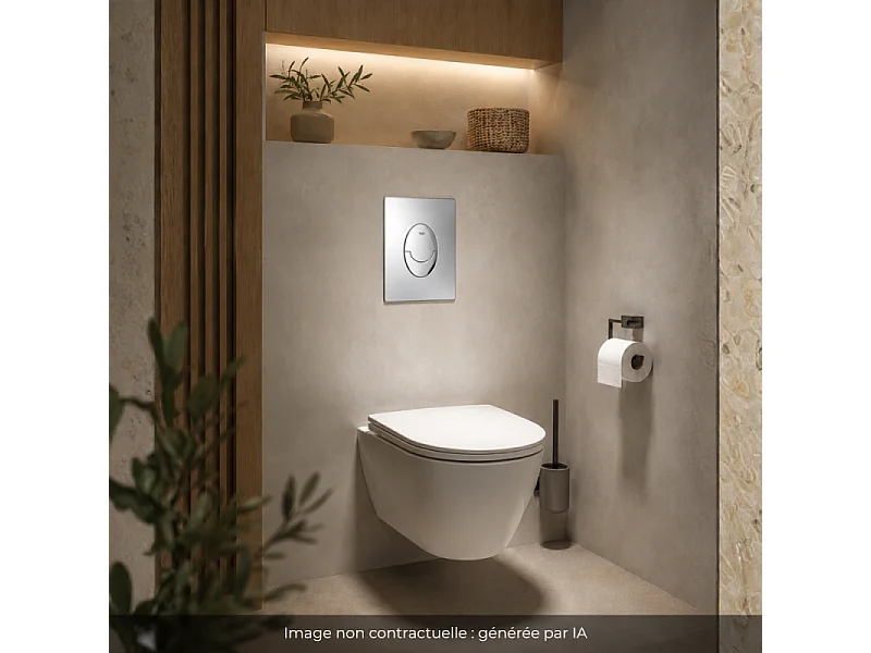 Bati support GROHE Solido + plaque chromée + habillage WEDI I-Board