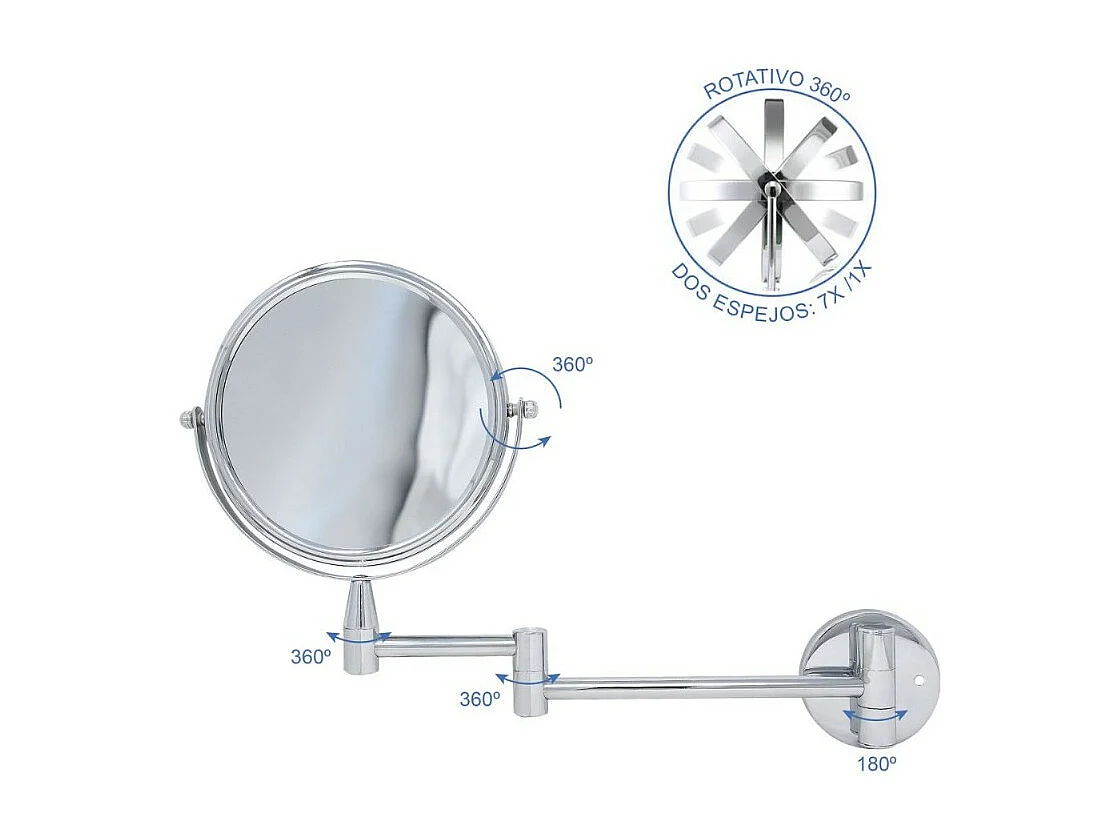 Miroir grossissant 7x DEBLANCH a fixer avec perçage ou adhésif