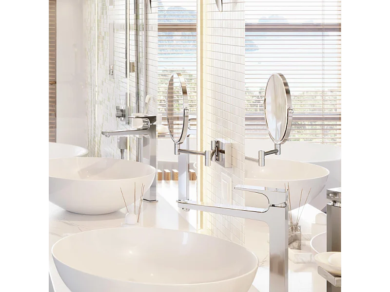 Miroir de rasage avec éclairage LED HANSGROHE AddStoris chromé