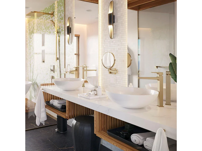 Miroir de rasage avec éclairage LED HANSGROHE AddStoris bronze brossé