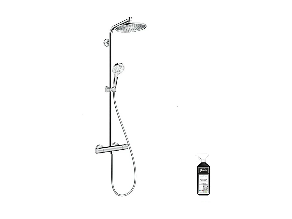 Colonne de douche HANSGROHE Crometta S 240 EcoSmart chromée + nettoyant Briochin