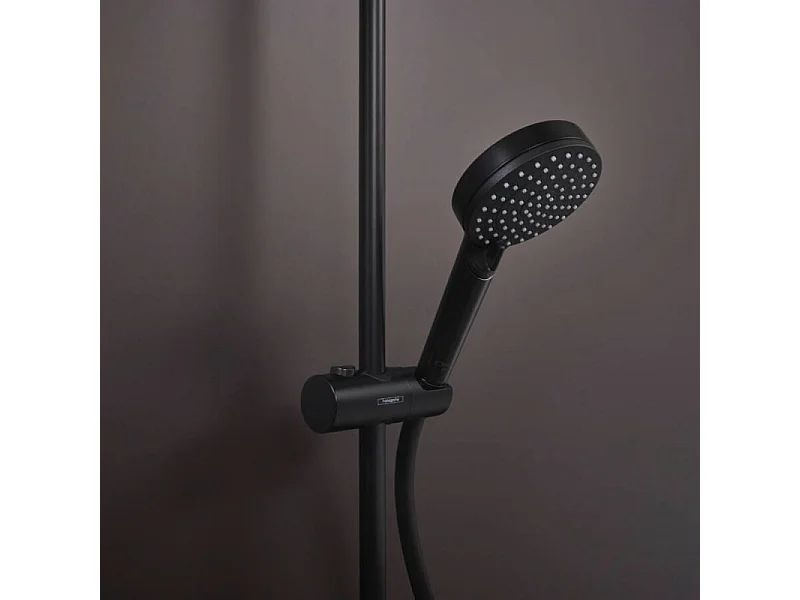 Colonne de douche HANSGROHE Vernis Blend Reno 200 noir mat + nettoyant Briochin