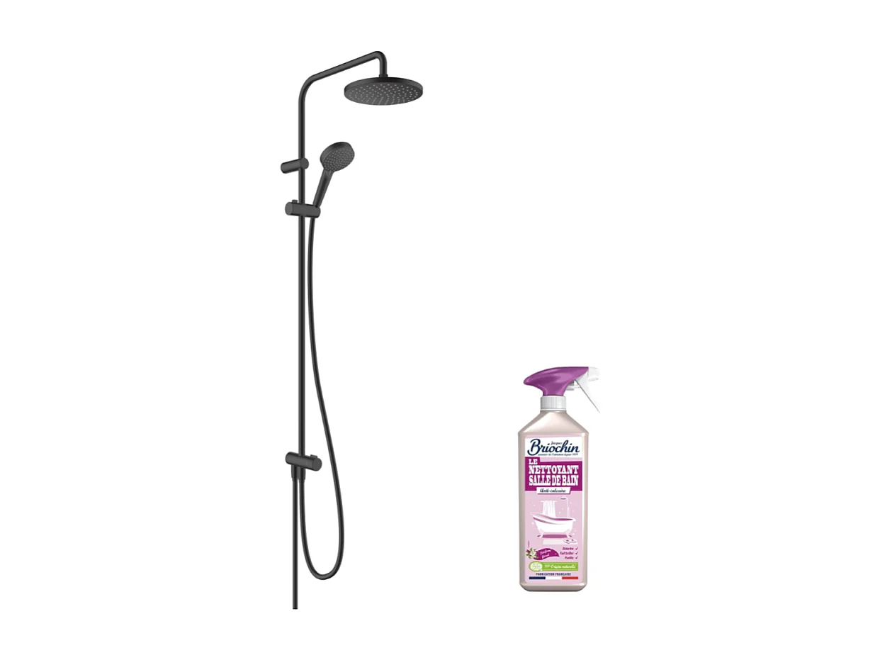 Colonne de douche HANSGROHE Vernis Blend Reno 200 noir mat + nettoyant Briochin
