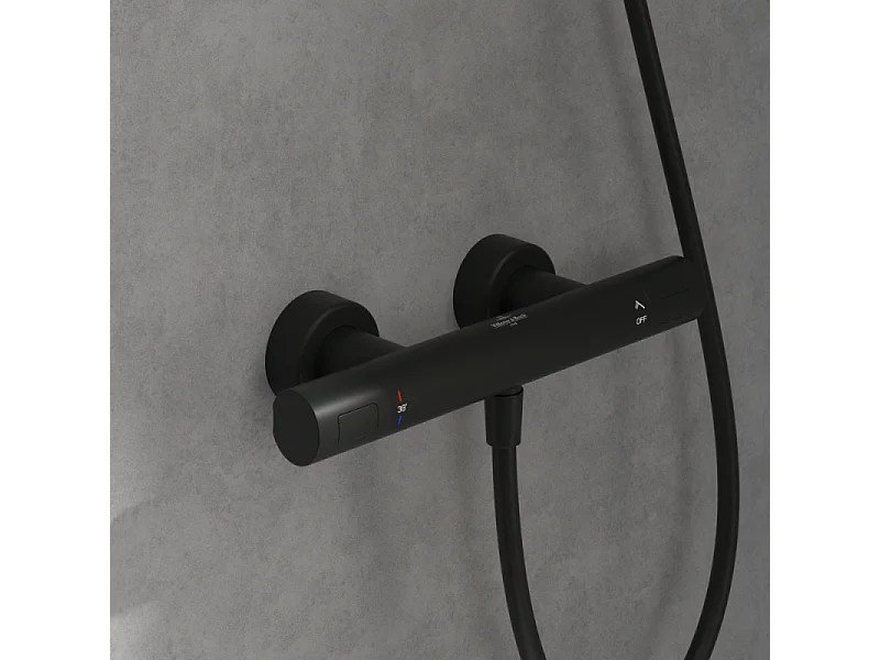 Mitigeur douche thermostatique VILLEROY ET BOCH Universal rond Noir mat