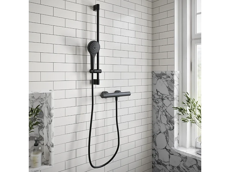 Mitigeur douche thermostatique VILLEROY ET BOCH Universal rond Noir mat