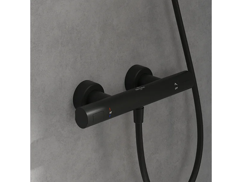 Mitigeur douche thermostatique VILLEROY ET BOCH Universal rond Noir mat