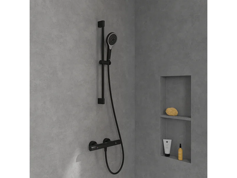 Mitigeur douche thermostatique VILLEROY ET BOCH Universal rond Noir mat