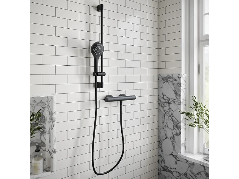 Mitigeur douche thermostatique VILLEROY ET BOCH Universal rond Noir mat