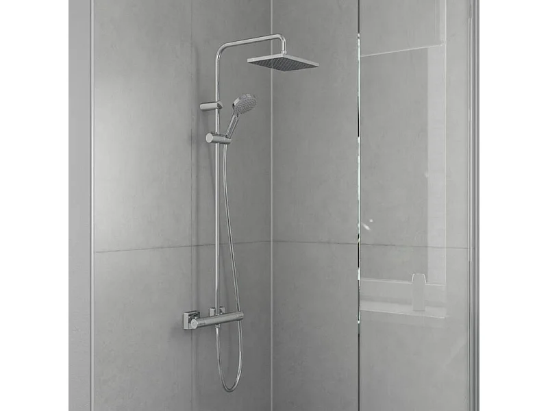 Colonne de douche thermostatique HANSGROHE Vernis Shape 230 chromée + nettoyant Briochin