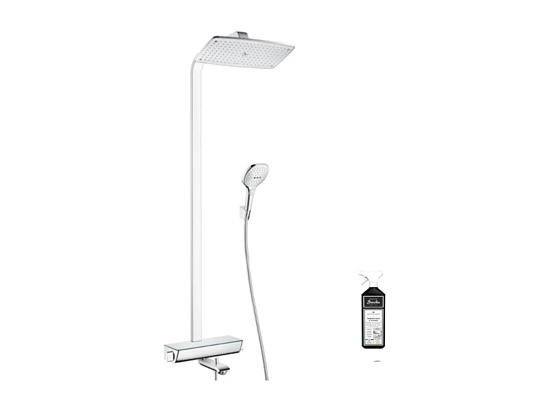 Colonne bain douche thermostatique HANSGROHE Raindance E 360 chromée + nettoyant Briochin