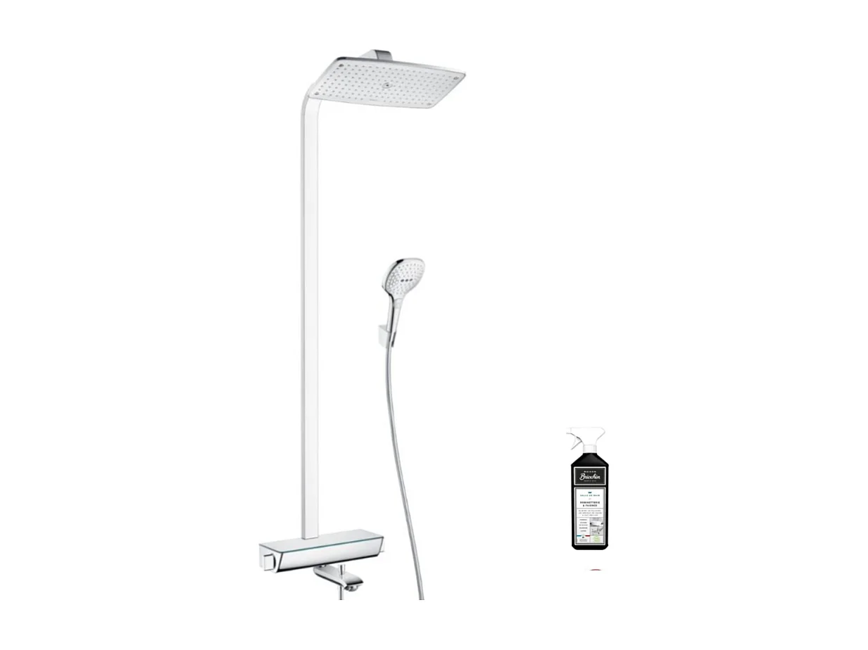Colonne bain douche thermostatique HANSGROHE Raindance E 360 chromée + nettoyant Briochin