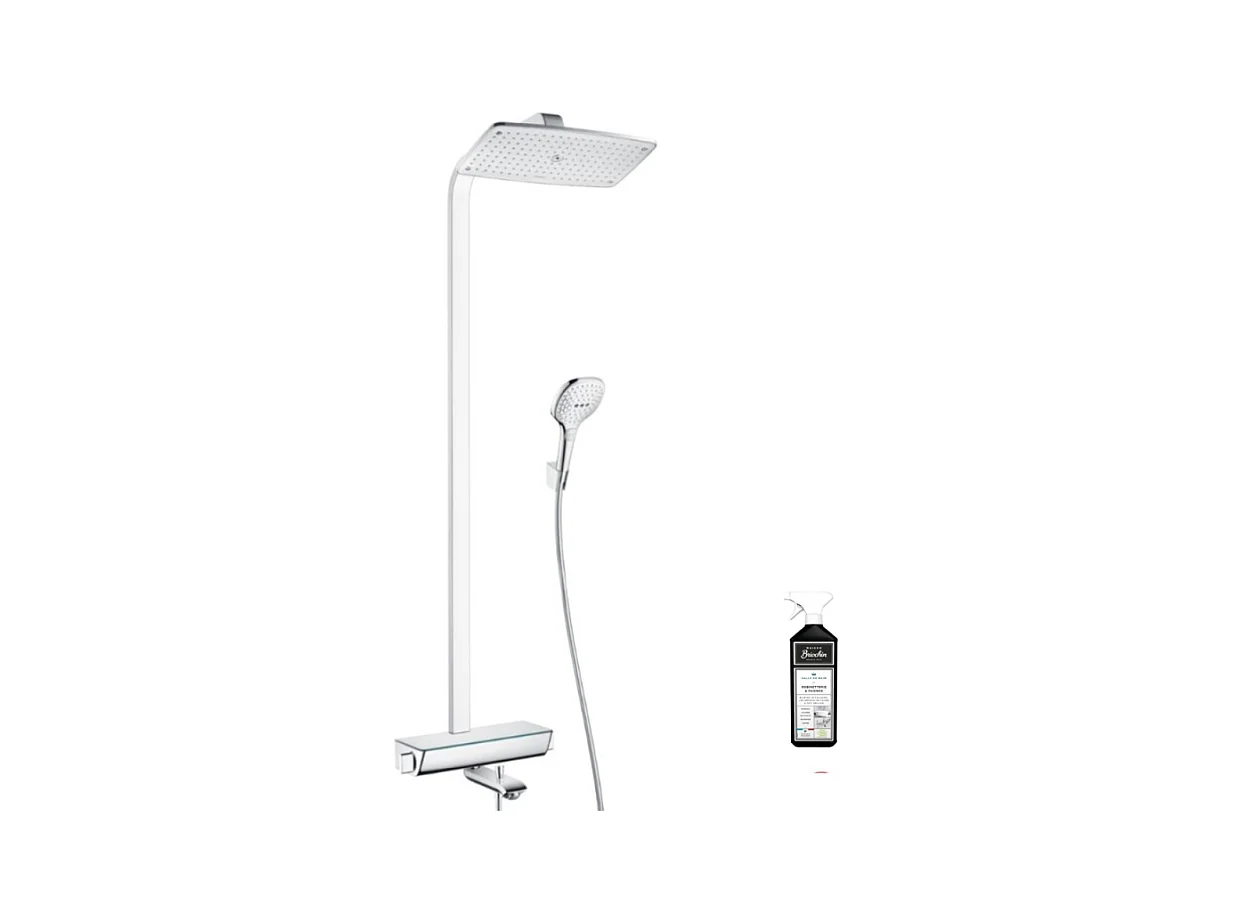 Colonne bain douche thermostatique HANSGROHE Raindance E 360 chromée + nettoyant Briochin