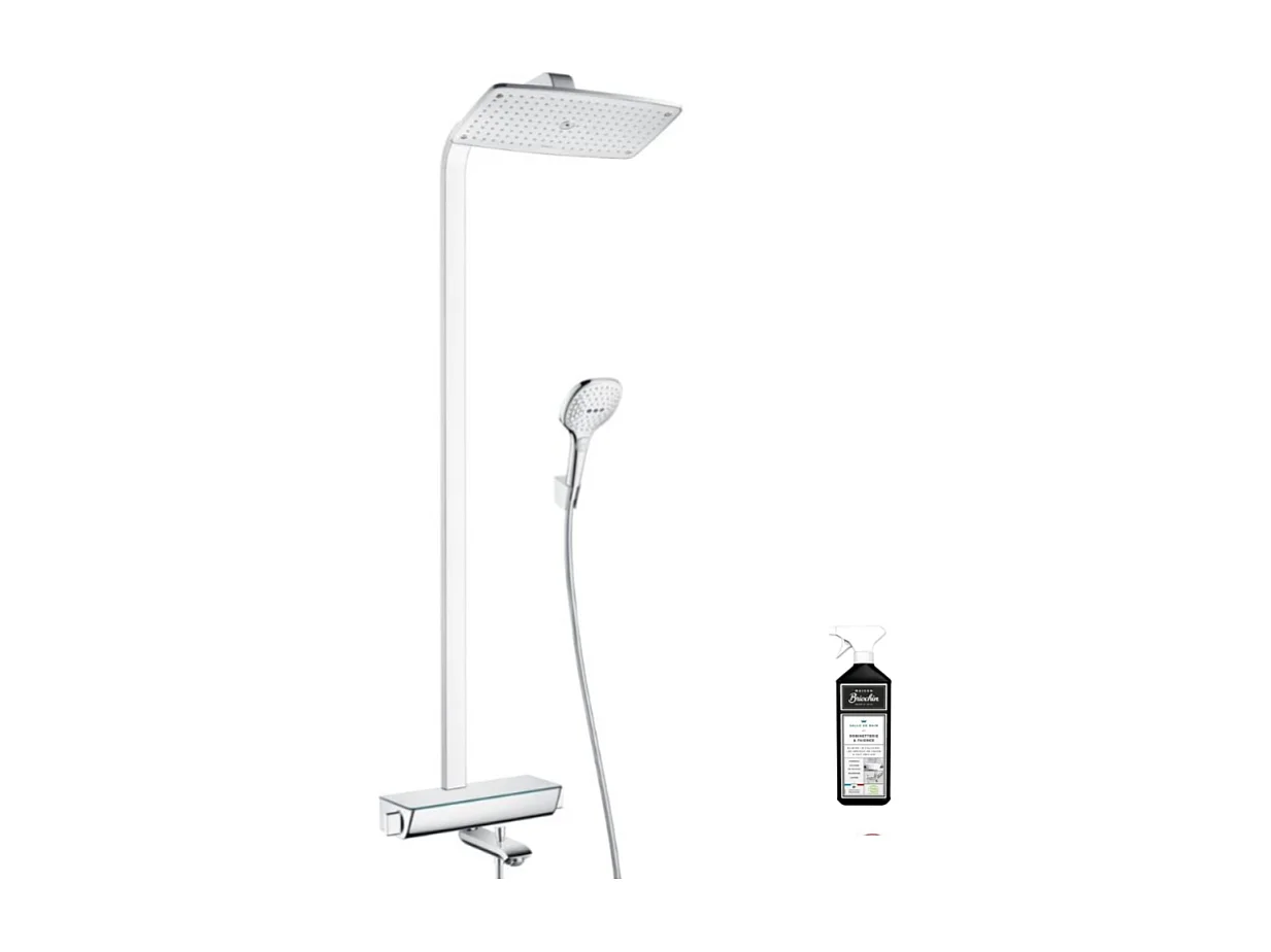 Colonne bain douche thermostatique HANSGROHE Raindance E 360 chromée + nettoyant Briochin