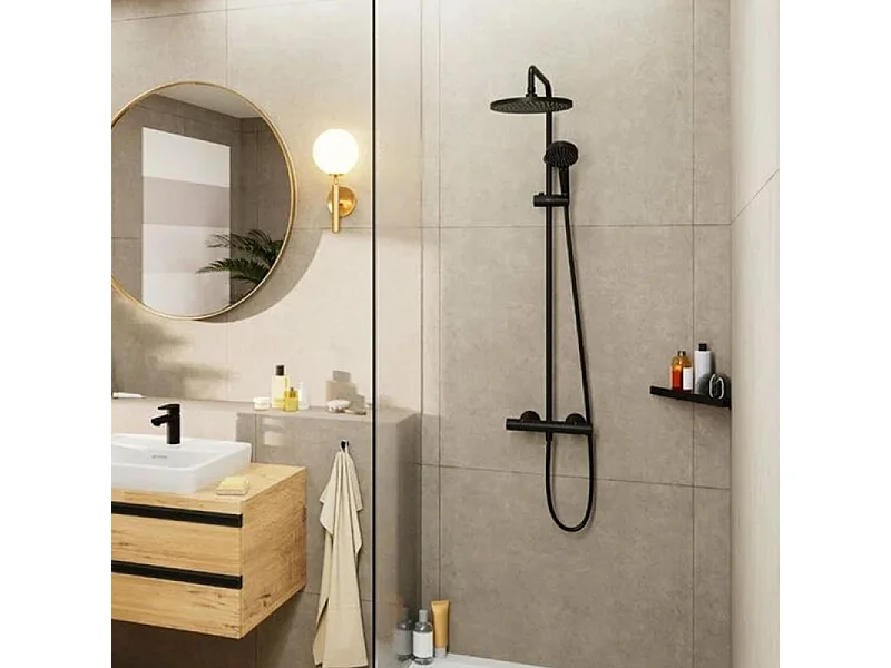 Colonne de douche thermostatique HANSGROHE Vernis Blend 200 EcoSmart noir mat