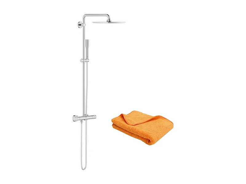 Colonne de douche Grohe avec mitigeur thermostatique Vitalio Joy Système 230 + microfibre