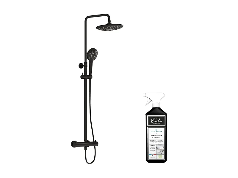 Colonne de douche thermostatique VITRA Aquaheat Bliss 240 2F noir mat + nettoyant