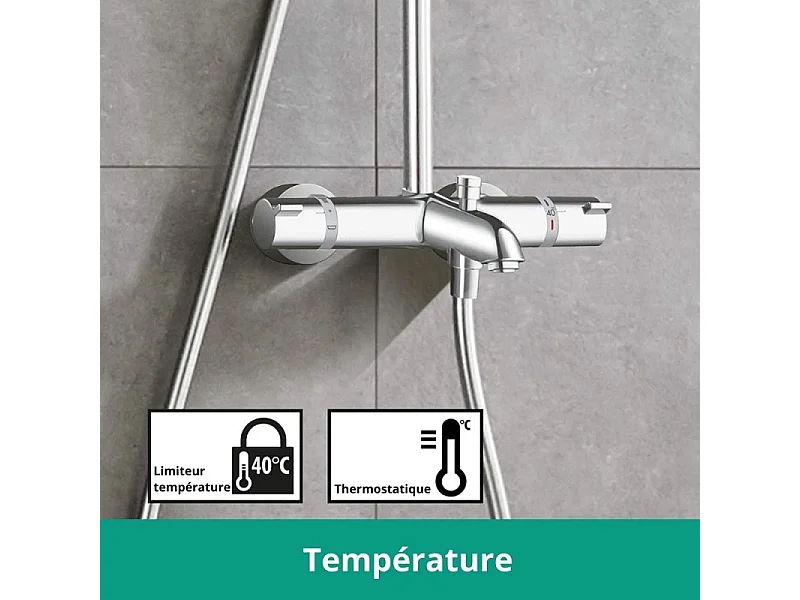 Colonne bain douche thermostatique HANSGROHE Crometta E 240 chromé