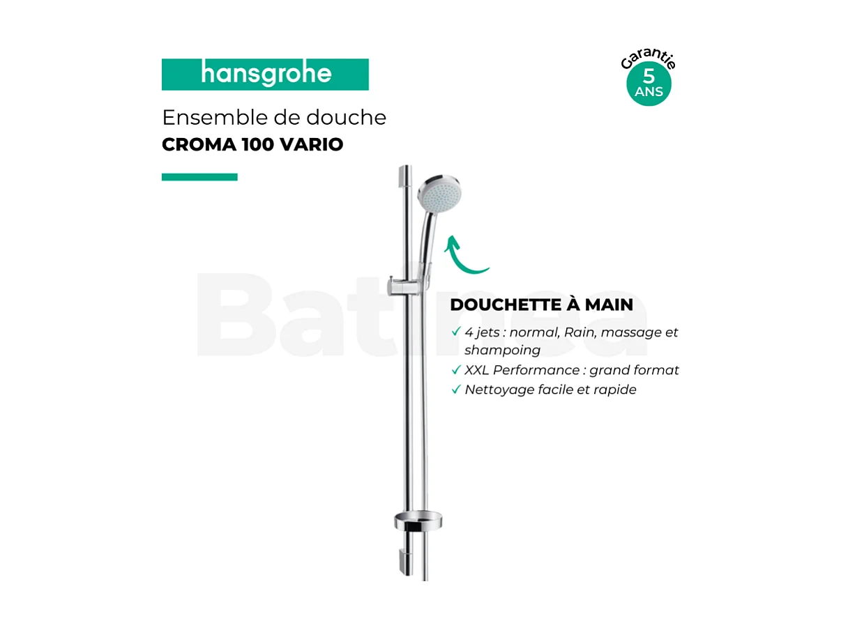 Ensemble de douche HANSGROHE Croma 100 Vario 4 jets avec porte-savon