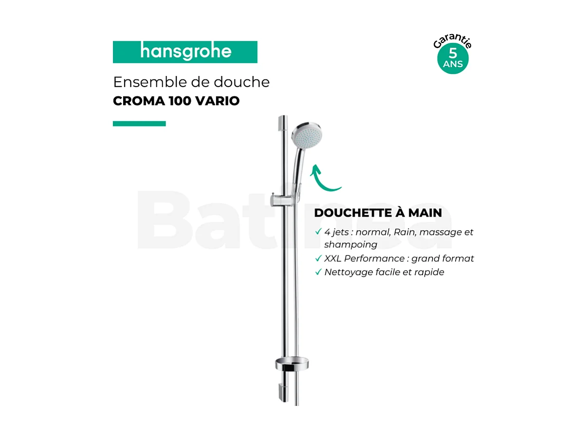 Ensemble de douche HANSGROHE Croma 100 Vario 4 jets avec porte-savon