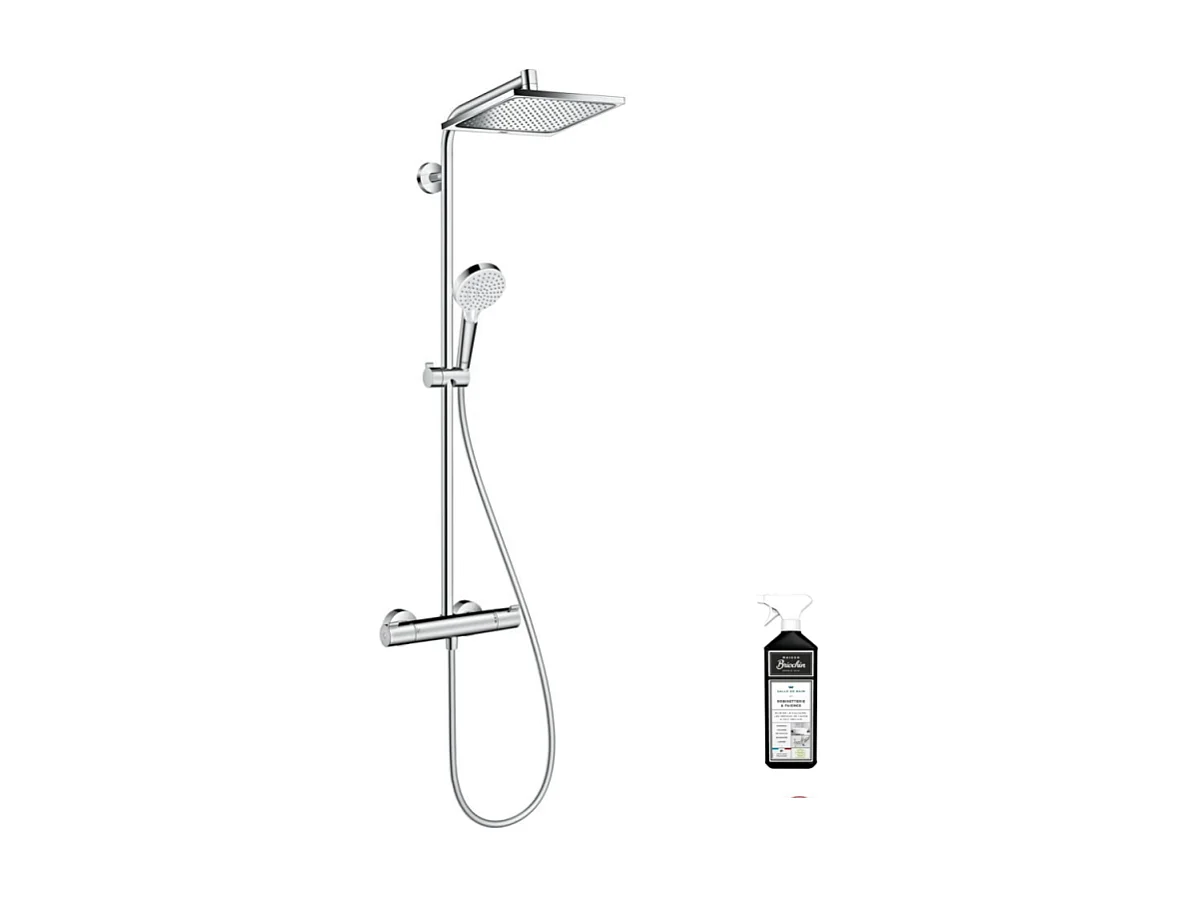 Colonne de douche thermostatique HANSGROHE Crometta E 240 EcoSmart chromée + nettoyant Briochin