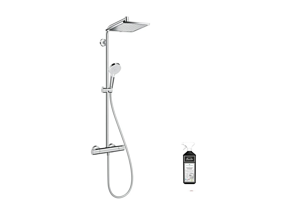 Colonne de douche thermostatique HANSGROHE Crometta E 240 EcoSmart chromée + nettoyant Briochin