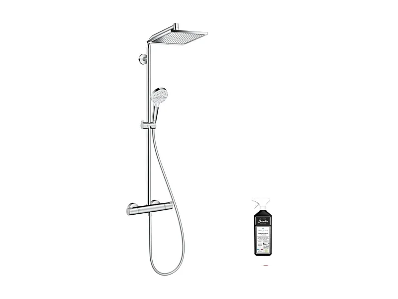 Colonne de douche thermostatique HANSGROHE Crometta E 240 EcoSmart chromée + nettoyant Briochin
