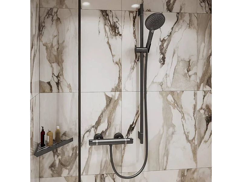 HANSGROHE Ecostat Comfort mezclador termostático de ducha negro cromo cepillado