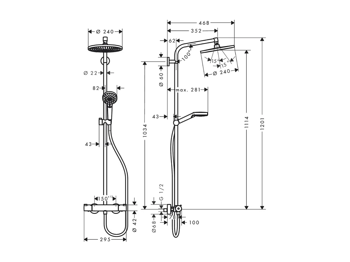 Colonne de douche thermostatique HANSGROHE Crometta S 240 + nettoyant Briochin