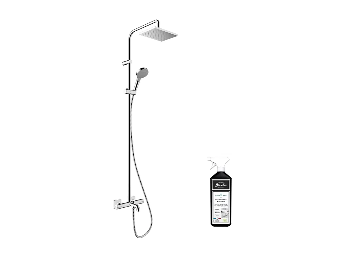 Colonne bain douche thermostatique HANSGROHE Vernis Shape 230 chromé avec nettoyant Briochin