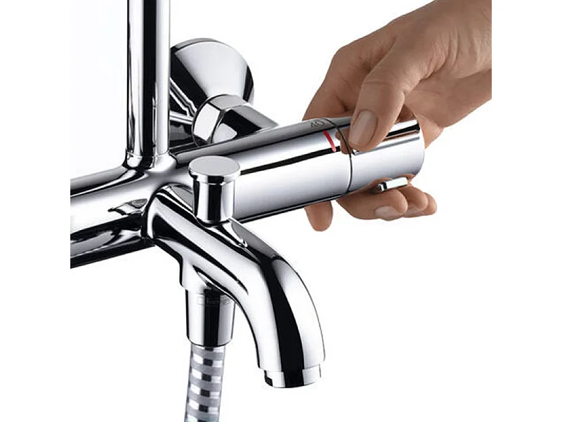 Colonne bain douche thermostatique HANSGROHE Vernis Shape 230 chromé avec nettoyant Briochin