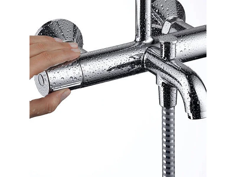 Colonne bain douche thermostatique HANSGROHE Vernis Shape 230 chromé avec nettoyant Briochin