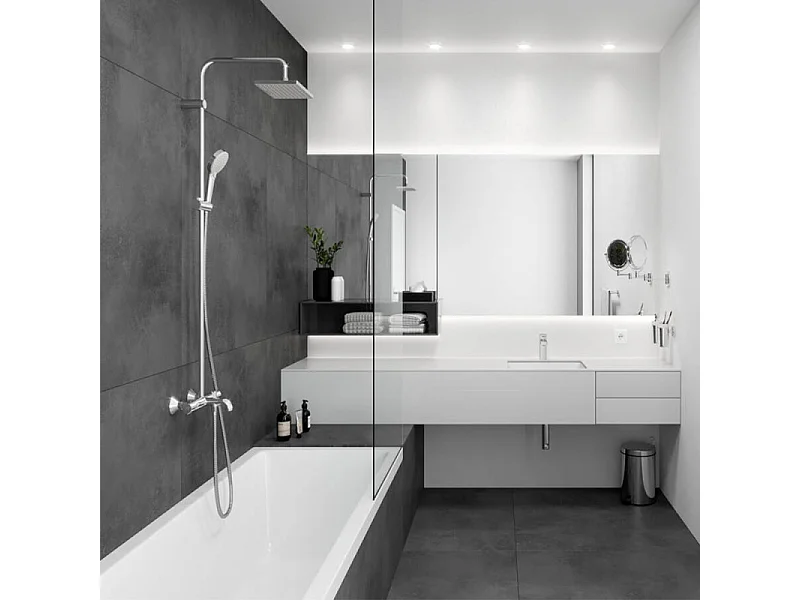 Colonne bain douche thermostatique HANSGROHE Vernis Shape 230 chromé + nettoyant Briochin