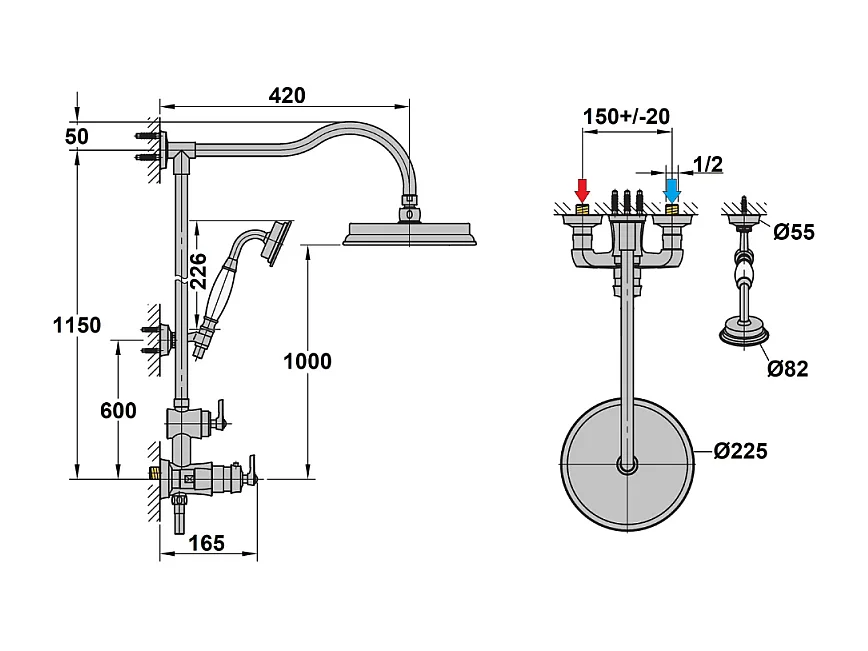Colonne de douche thermostatique recoupable PAINI Lady's Chrome + nettoyant Briochin